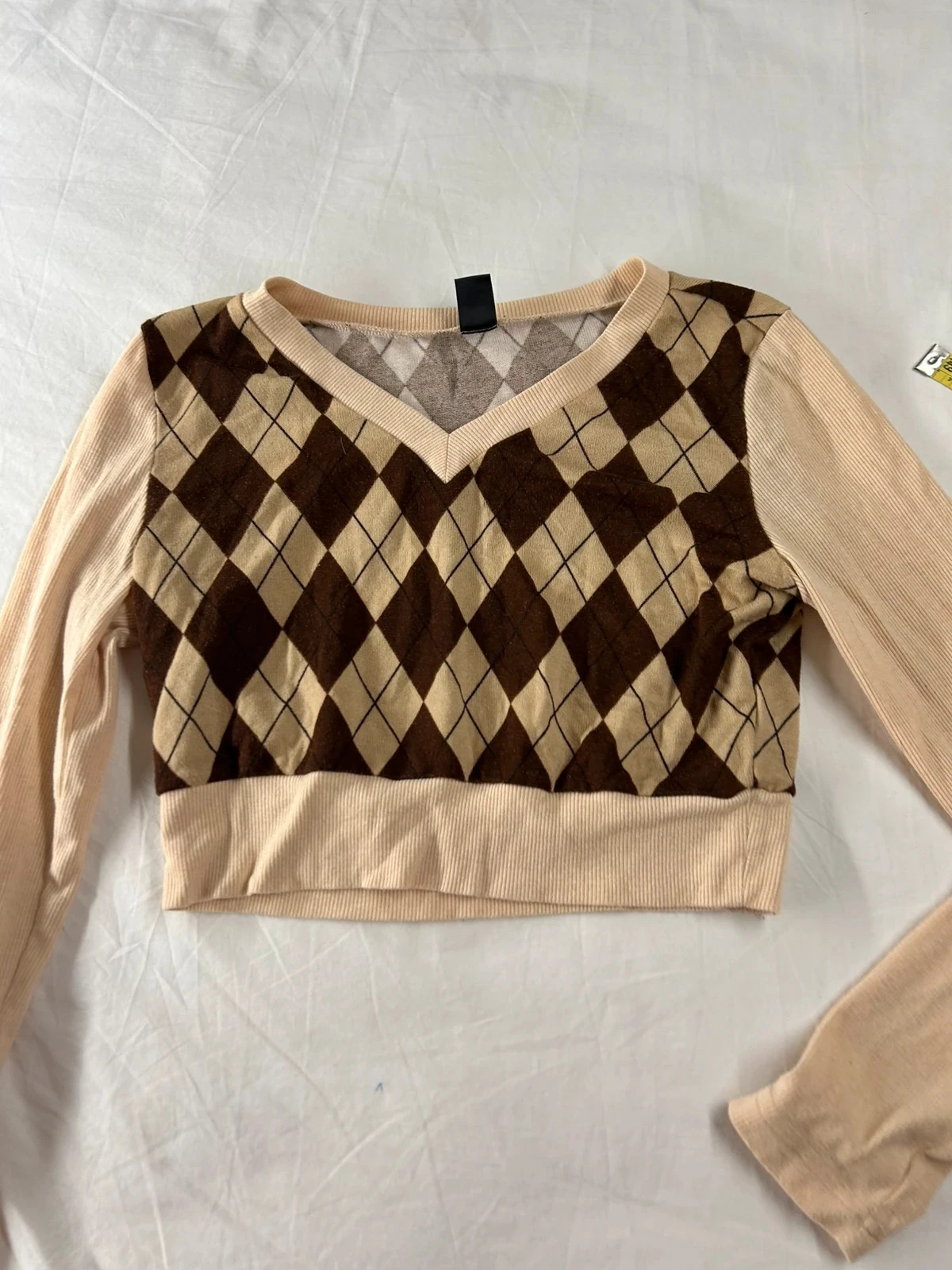 Vintage beige bruin gemotild sweatshirt – photo 2